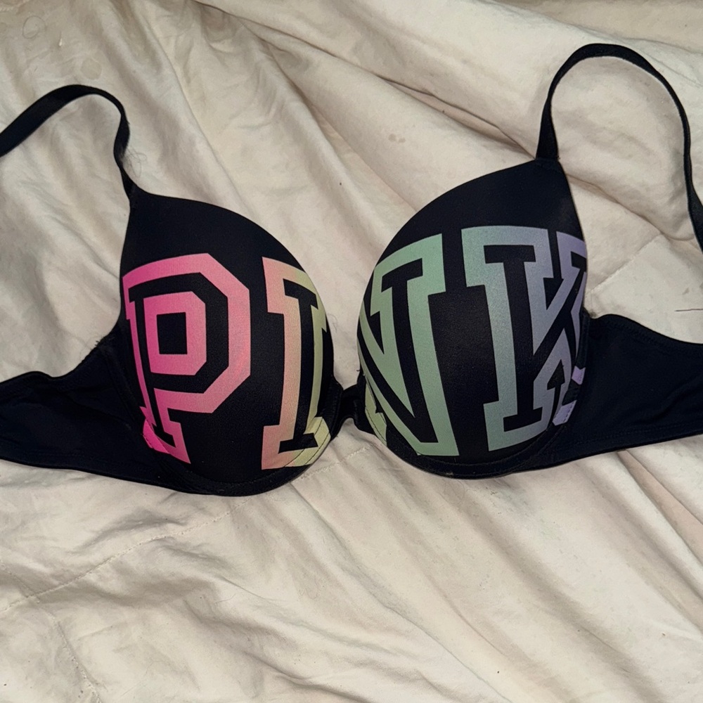 PINK Victoria's Secret Black Push Up Bra with PINK Logo